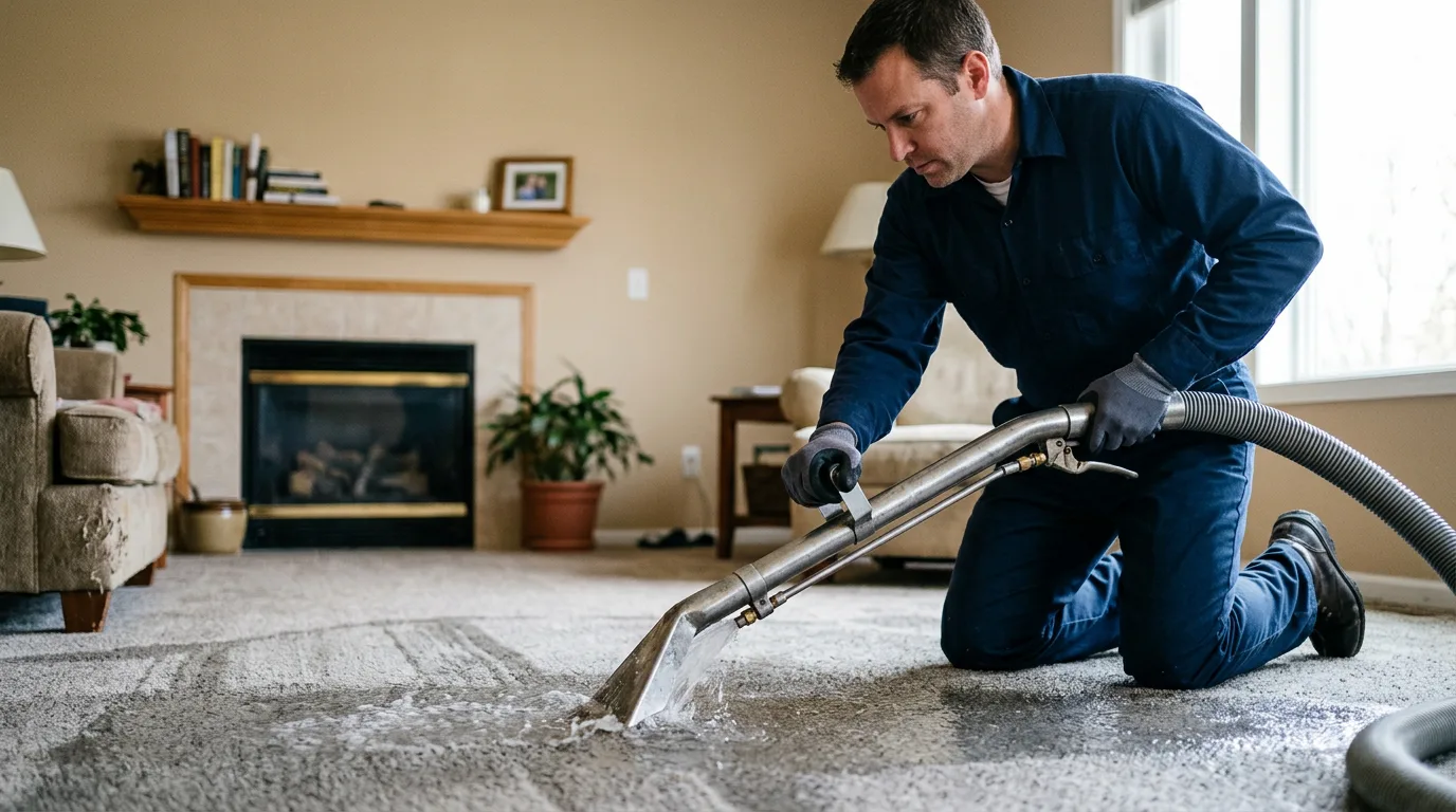 Water damage restoration technician working near London, TX